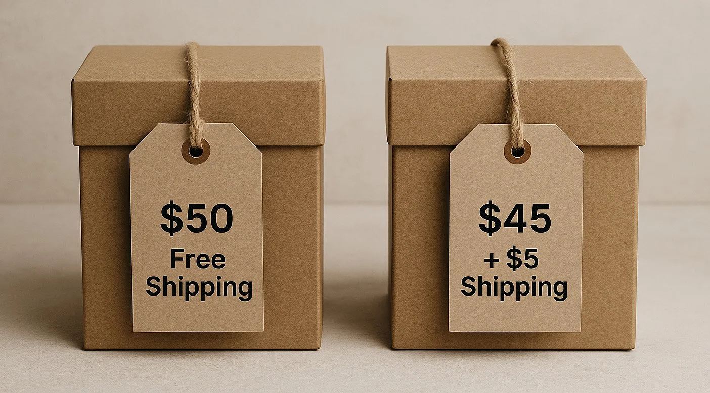 The total's the same, but customers prefer the option with free shipping. One looks like a deal, the other feels like a fee. 